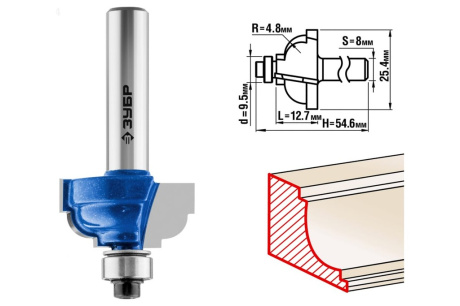 Купить Фреза 28709-25.4 -25 4х13мм кромочная калевочная Зубр фото №1