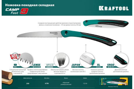 Купить KRAFTOOL CAMP Fast 9 ножовка для быстрого реза сырой древесины  250 мм  15218 фото №9